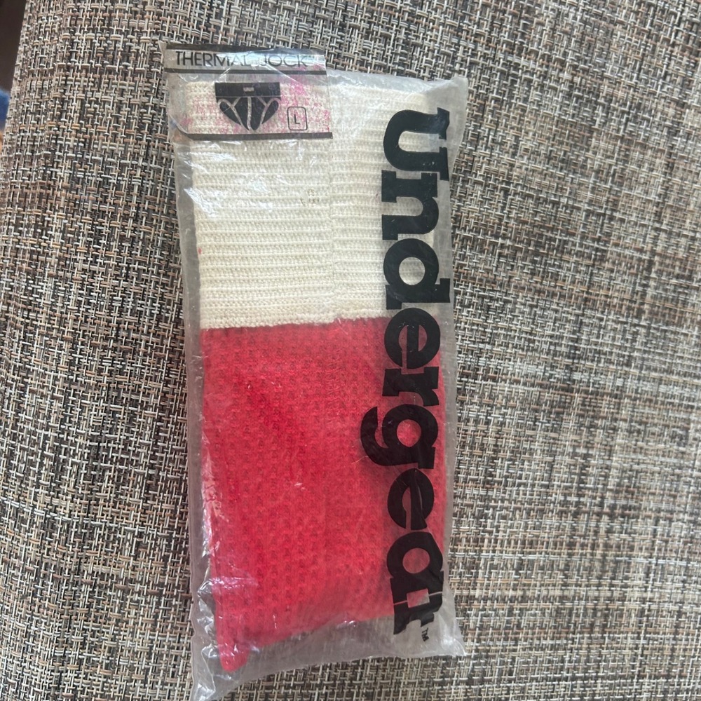 Vintage Undergear Thermal Jock NOS Deadstock  L Red/cream Waffle Knit Made USA